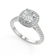 Celeste Halo French Pave Cushion Cut Diamond Engagement Ring - Nivetta